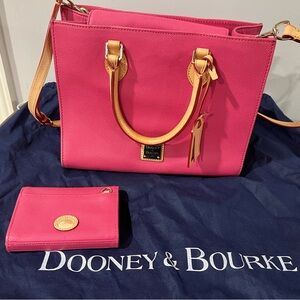 Dooney & Bourke Pink Janine Satchel with coin purse/wallet